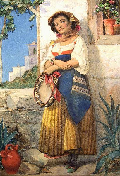 William Knight Keeling Tamburine Girl. oil painting picture